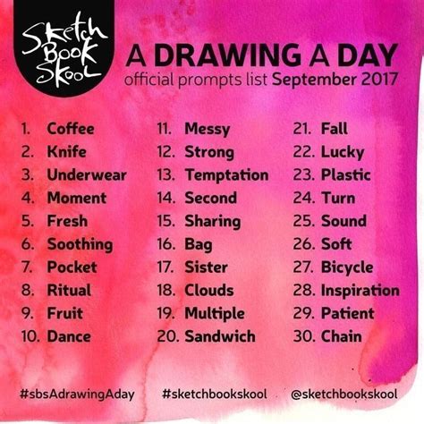 September vague challenge | Drawing challenge, 30 day art challenge, Sketch book