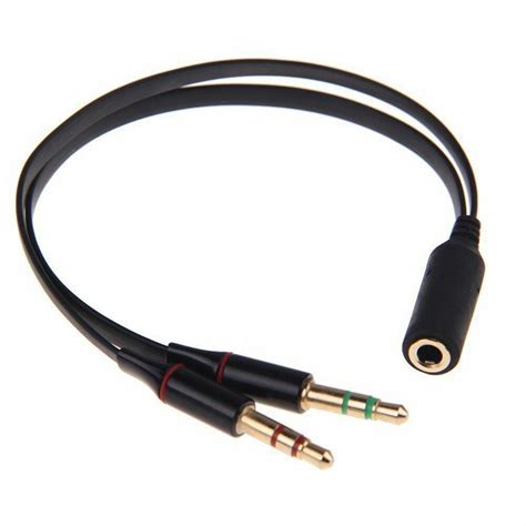 3.5mm 1 Female to 2 Male Y Splitter Cable F L/R Audio Microphone MIC PC Headset | eBay