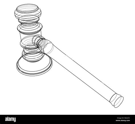 3D outline gavel. 3d illustration Stock Photo - Alamy