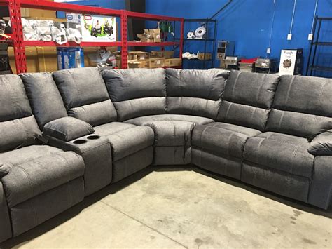 SIGNATURE DESIGN BY ASHLEY DARK GREY UPHOLSTERED POWER RECLINER SECTIONAL SOFA (APPROX 104" X 110")