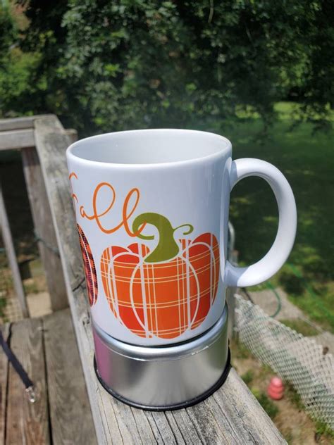 Hello Fall Pumpkin Coffee Mug Tea Cup Autumn Plaid Kitchen - Etsy