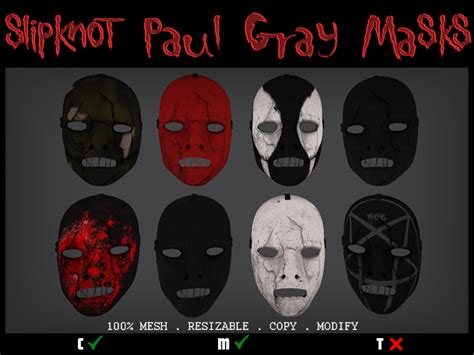 Second Life Marketplace - imMESHed - Slipknot Paul Gray Masks