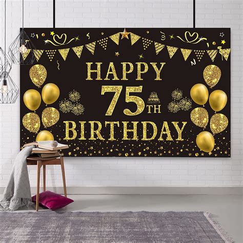 Golden 75th Birthday Backdrop - Feliz Fiesta de Chile | Ubuy