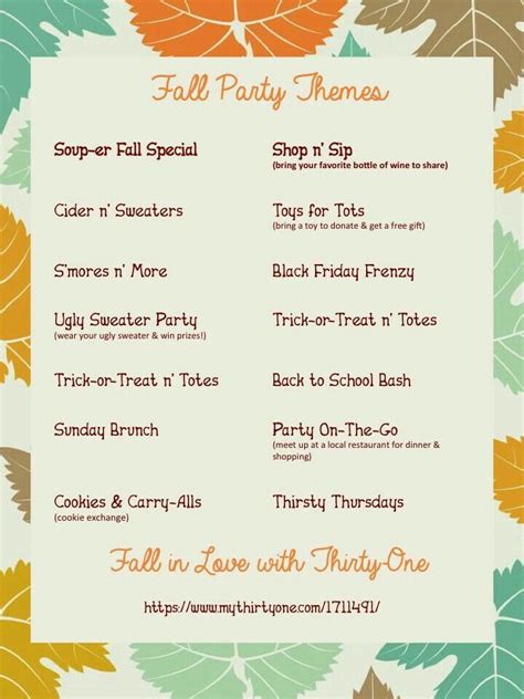 Fall Party Themes | Thirty one party, Fall party themes, Thirty one