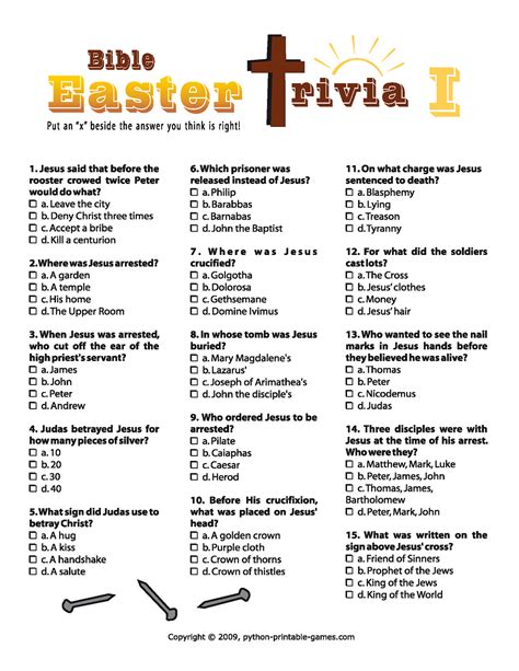 Free Printable Bible Trivia Questions And Answers - Free Printable