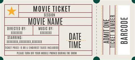 Movie Ticket Template: 20 Attractive and Customized Ticket Templates - Demplates | Ticket ...