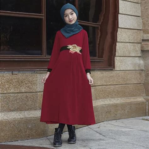 Traditional Dubai Saudi Arabia robe Fashion Kids Child Abaya Clothing Muslim Dresses for girls ...