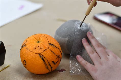 Sculpting a realistic orange | Sculpting, Student work, Sculpture