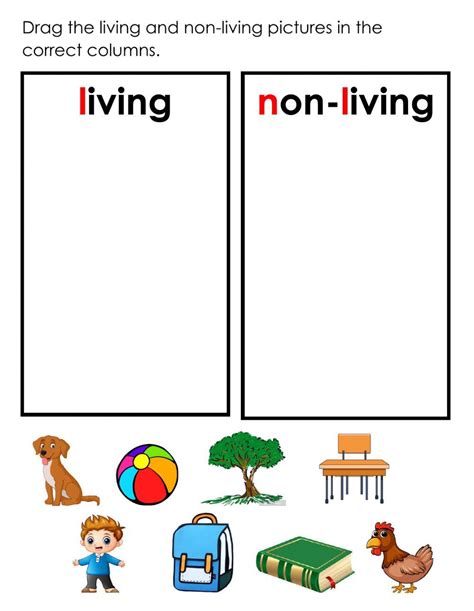 Living and Non-living - Interactive worksheet | Living and nonliving, Science worksheets ...