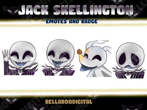 Emotes for Twitch Jack Skellington Emotes and Badge Twitch - Etsy