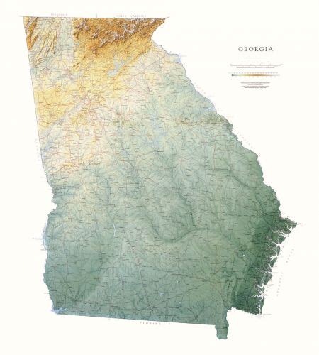 Elevation Map Of Georgia – Map Vector