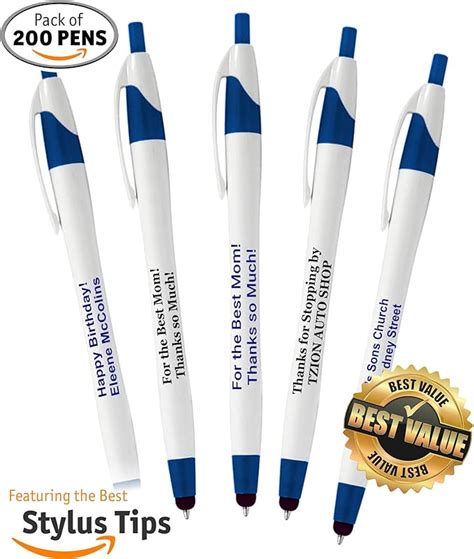 Amazon.com : 200 Pack, Personalized Novelty Writing Ink Bullet Pens with Stylus Tip, Best Custom ...