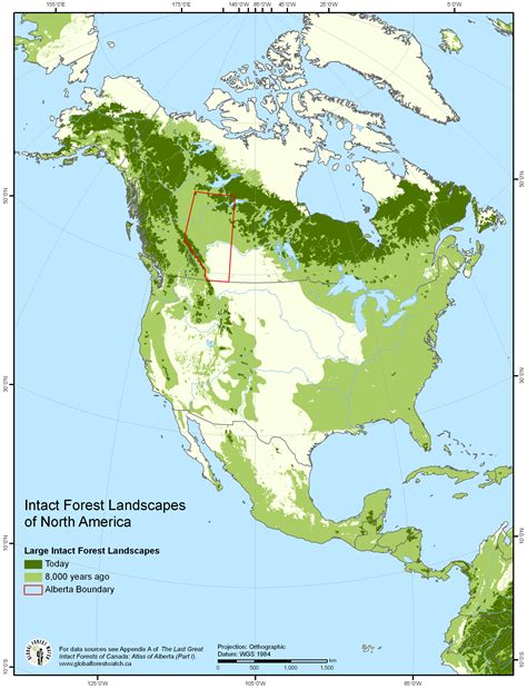 north america | intact forest landscapes - with alberta boundary | Forest resources, Biomes ...