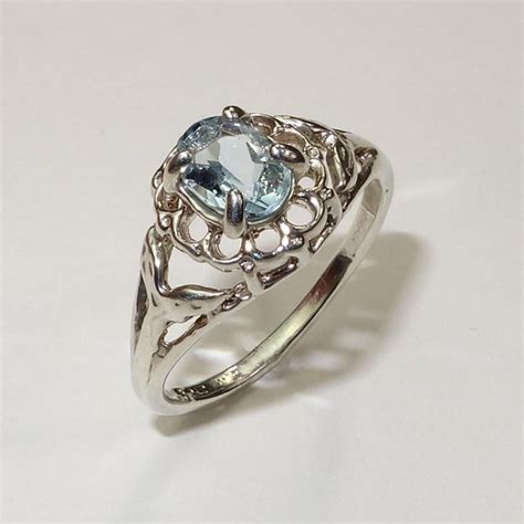 Oval Aquamarine Set in Sterling Silver Ring at 1stDibs