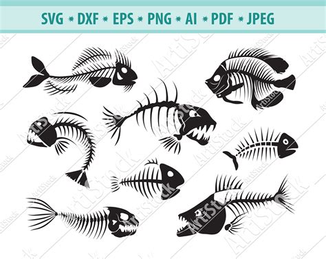 Fish Bone Svg File Fish Skeleton Svg Dead Fish Svg Fish | Etsy