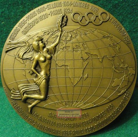 Olympic Games Diamond Jubilee / Pierre De Coubertin Bronze Medal By A. Robalo