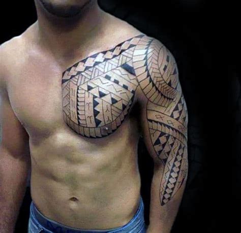 50 Polynesian Chest Tattoo Designs For Men - Tribal Ideas