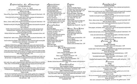 Menu at El Cubanito restaurant, Salem