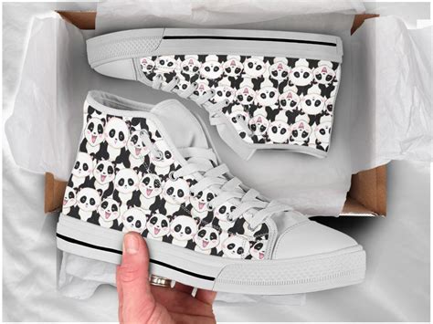 Black White Panda Shoes | Custom Canvas Sneakers For Kids & Adults