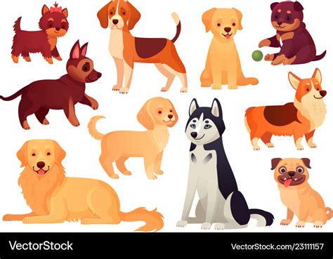 Cartoon puppy and dog happy puppies with smiling Vector Image