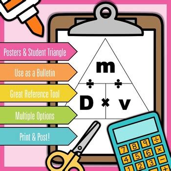 Calculating Density | Science Formula Triangle and Posters | D=m/v