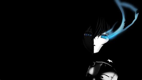 HD wallpaper: anime, Black Rock Shooter, black background, copy space ...