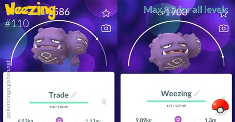 Weezing max CP for all levels - Pokemon Go