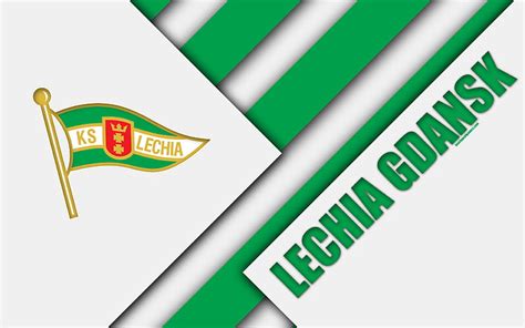 Lechia Gdansk FC, green white abstraction logo, material design, Polish football club, HD ...