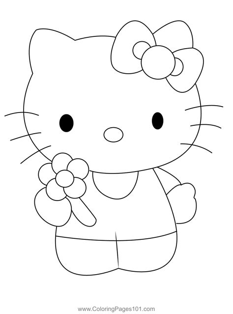 Hello Kitty Flower Coloring Page for Kids - Free Hello Kitty Printable ...