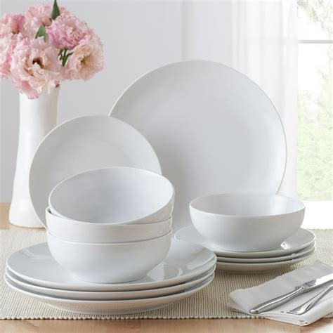 Mainstays 12-Piece Dinnerware Set, White - Walmart.com - Walmart.com