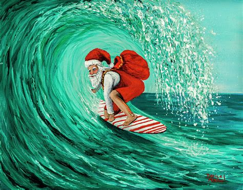 Surfing Santa Painting by Darice Machel McGuire - Fine Art America