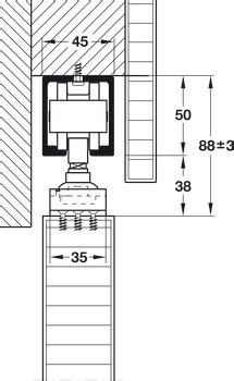 Sliding door fitting, HAWA Junior 120 A, set - in the Häfele Singapore