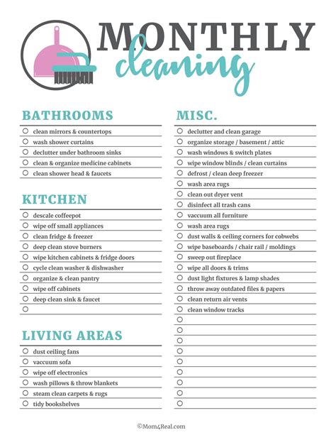 Daily Weekly Monthly Cleaning Checklist Printable - Free Printable ...