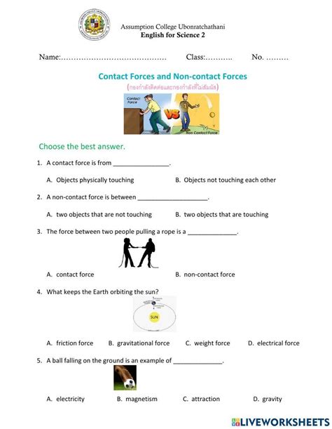 Contact And Non Contact Forces Interactive Worksheet Live, 41% OFF