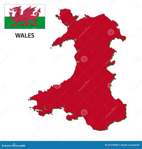 Wales Map With Flag Stock Vector - Image: 47576398