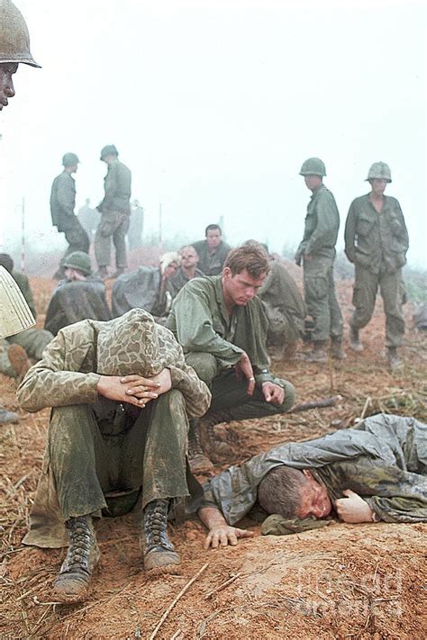 Wounded American Soldiers Await by Bettmann