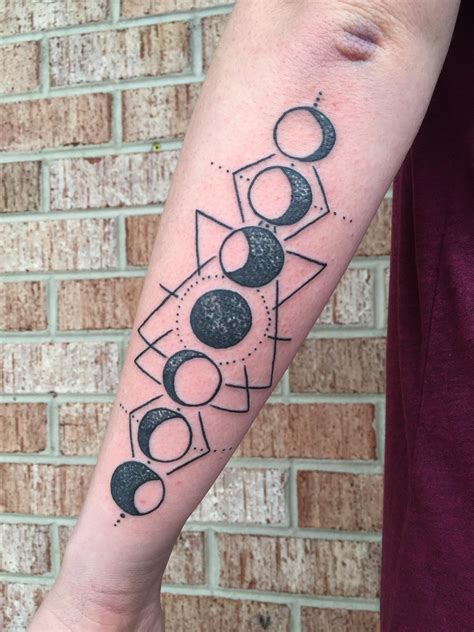 Geometric moon phases tattoo done by Jamie Dukes at Virginia Beach Ink ...