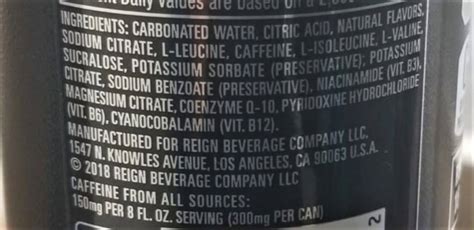 Reign Caffeine and Ingredients (Detailed) – Beastly Energy