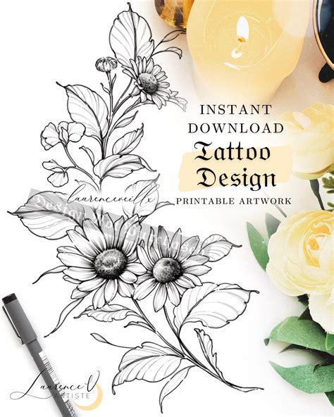 Daisy Tattoo Design for Women Digital Download Tattoo - Etsy