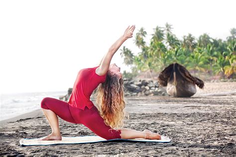 HD wallpaper: red, beach, pose, relaxation, Yoga girl | Wallpaper Flare