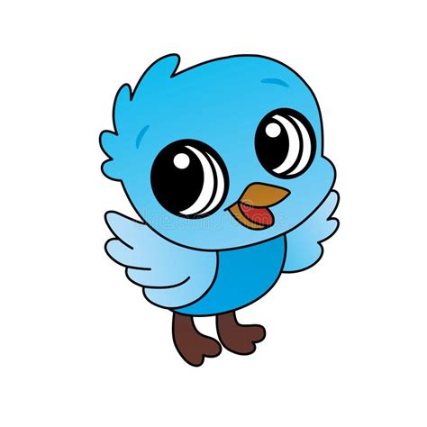 Illustration of Blue Baby Bird Cartoon, Cute Funny Character, Flat ...