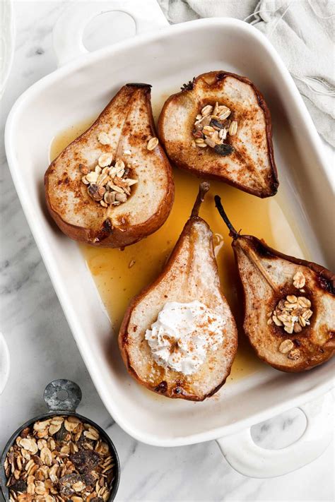 Healthy Baked Pears with Cinnamon - Running on Real Food