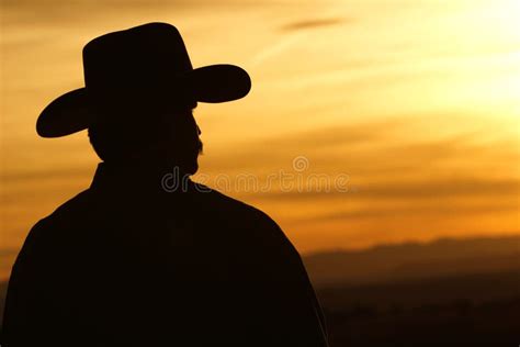 Cowboy Sunset Silhouette stock image. Image of outline - 13785019