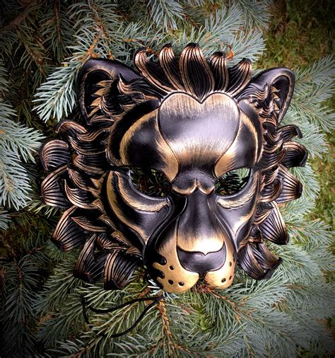 Leather Mask MADE TO ORDER Black Lion Mask... masquerade cat | Etsy