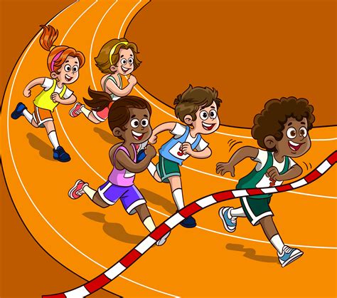 Children Running Race Clipart