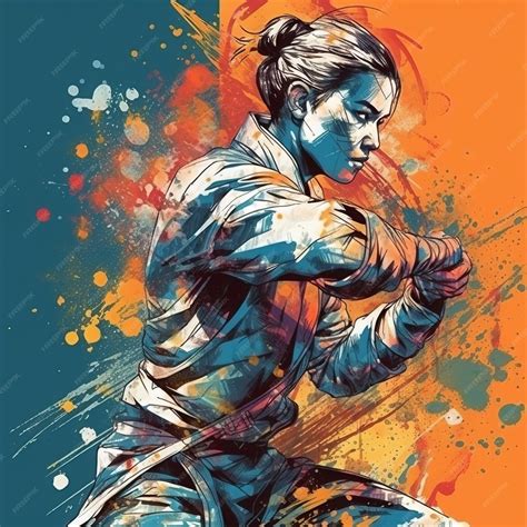 Premium AI Image | Graffitistyle Jiu Jitsu Fighter