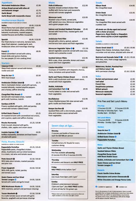 Ego Mediterranean restaurant on The Square, Kenilworth - Everymenu