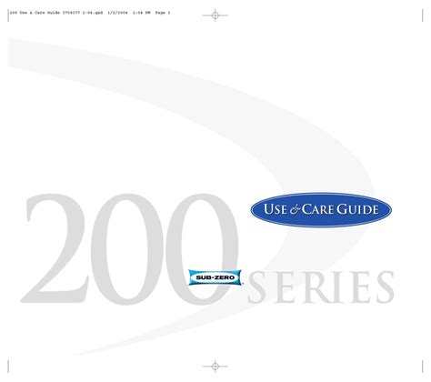 SUB-ZERO 200 SERIES USE & CARE MANUAL Pdf Download | ManualsLib