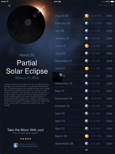 Solar and Lunar Eclipses - Full and Partial Eclipse Calendar by Sergey Vdovenko