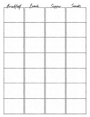 Food diary template | Free Printable | Track food and water intake